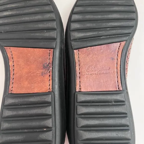 Bragamo Brown Leather Woven Driving Moccasins Loafers Men Size 11.5