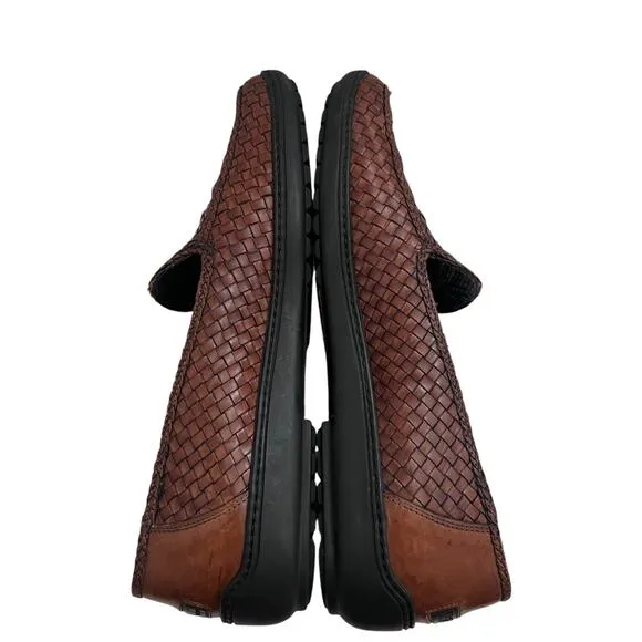 Bragamo Brown Leather Woven Driving Moccasins Loafers Men Size 11.5