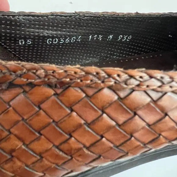 Bragamo Brown Leather Woven Driving Moccasins Loafers Men Size 11.5