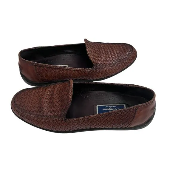 Bragamo Brown Leather Woven Driving Moccasins Loafers Men Size 11.5