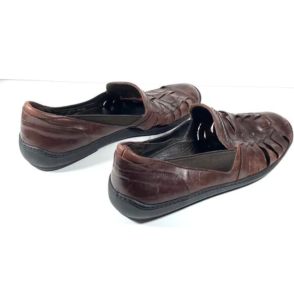 Bragano 938 Italy Brown Fisherman Woven Leather Slip On Loafers Shoes Mens 10 M