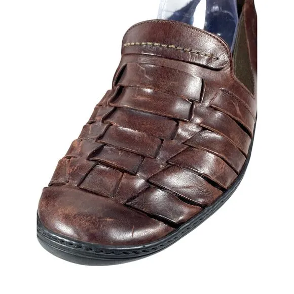 Bragano 938 Italy Brown Fisherman Woven Leather Slip On Loafers Shoes Mens 10 M