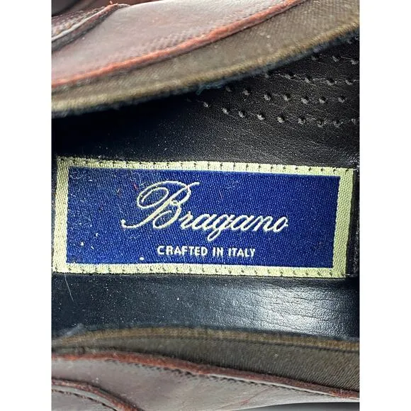 Bragano 938 Italy Brown Fisherman Woven Leather Slip On Loafers Shoes Mens 10 M