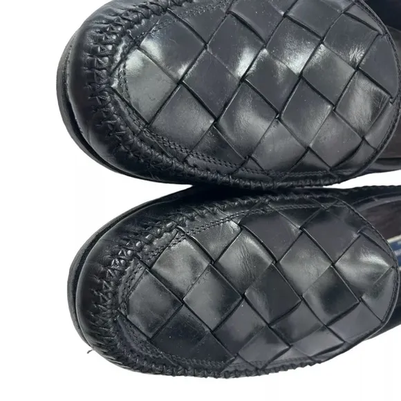 Bragano Black Woven Leather Dress Loafers Shoes Men’s 11.5 M