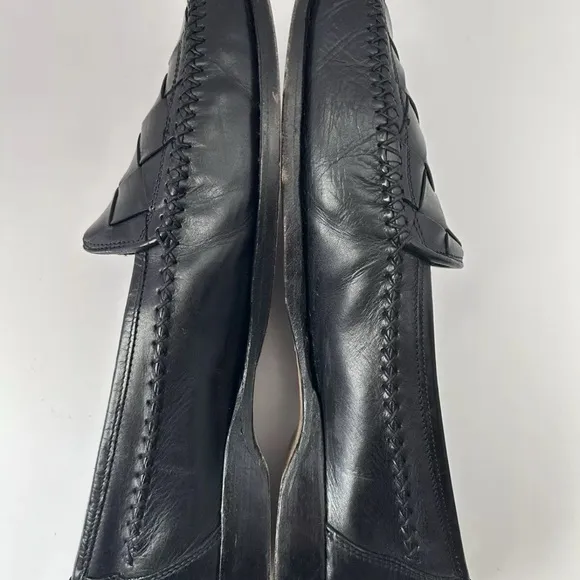 Bragano Black Woven Leather Dress Loafers Shoes Men’s 11.5 M