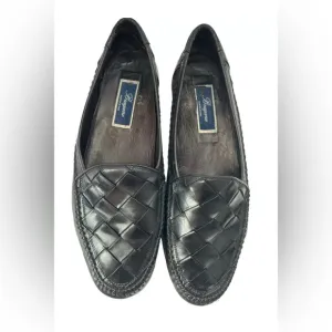 Bragano Black Woven Leather Dress Loafers Shoes Men’s 11.5 M