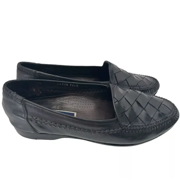 Bragano Black Woven Leather Dress Loafers Shoes Men’s 11.5 M