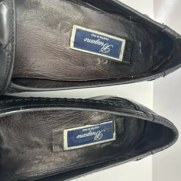 Bragano Black Woven Leather Dress Loafers Shoes Men’s 11.5 M