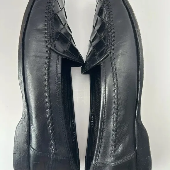 Bragano Black Woven Leather Dress Loafers Shoes Men’s 11.5 M