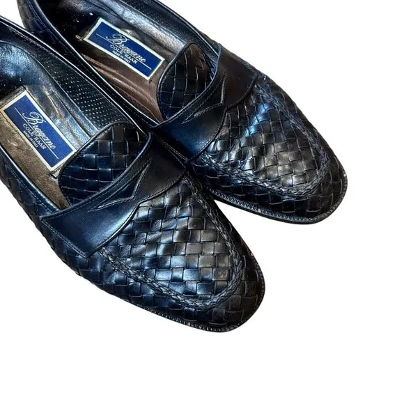 Bragano by Cole Haan Made in Italy Black Woven Leather Slip on Loafers Size 9.5