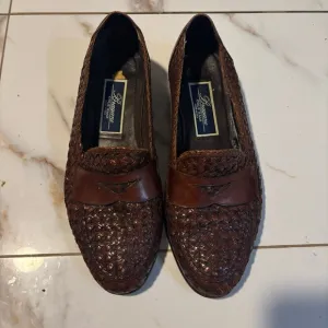 Bragano by Cole Haan Made in Italy Brown Woven Leather Slip on Loafers Size 7.5