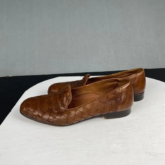 Bragano Cole Haan Loafers Brown Leather Woven Shoes Made in Italy Men’s 9.5 M