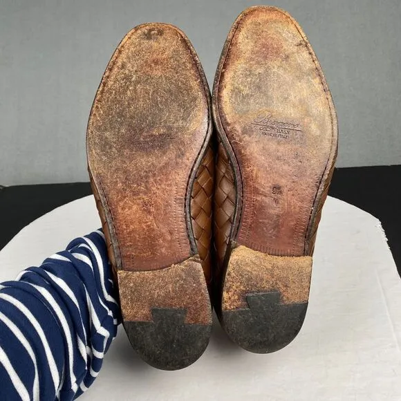 Bragano Cole Haan Loafers Brown Leather Woven Shoes Made in Italy Men’s 9.5 M