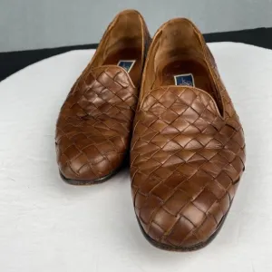 Bragano Cole Haan Loafers Brown Leather Woven Shoes Made in Italy Men’s 9.5 M