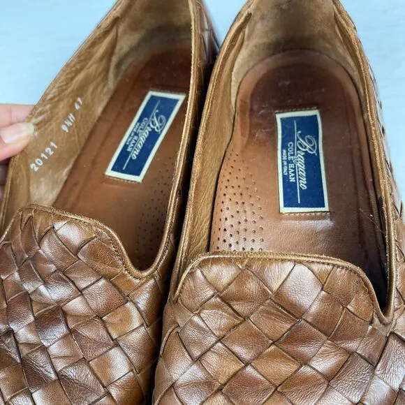 Bragano Cole Haan Loafers Brown Leather Woven Shoes Made in Italy Men’s 9.5 M