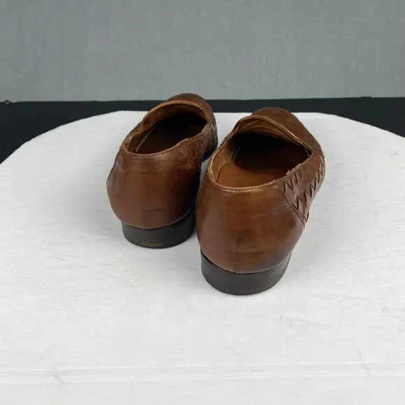 Bragano Cole Haan Loafers Brown Leather Woven Shoes Made in Italy Men’s 9.5 M