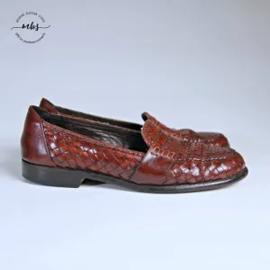 Bragano Woven Leather Italian Loafers Brown Men 8