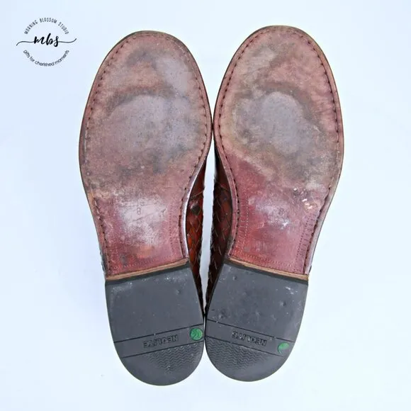 Bragano Woven Leather Italian Loafers Brown Men 8