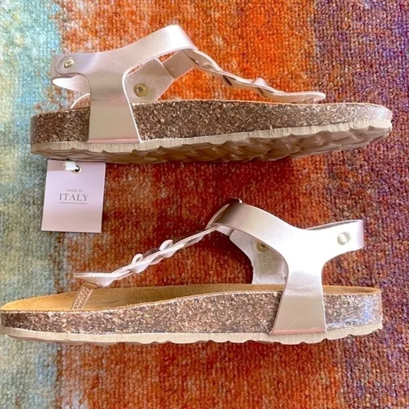 Brand New Giulia Palai Girls Braided Ankle Strap Buckled Sandals Pale Rose Gold