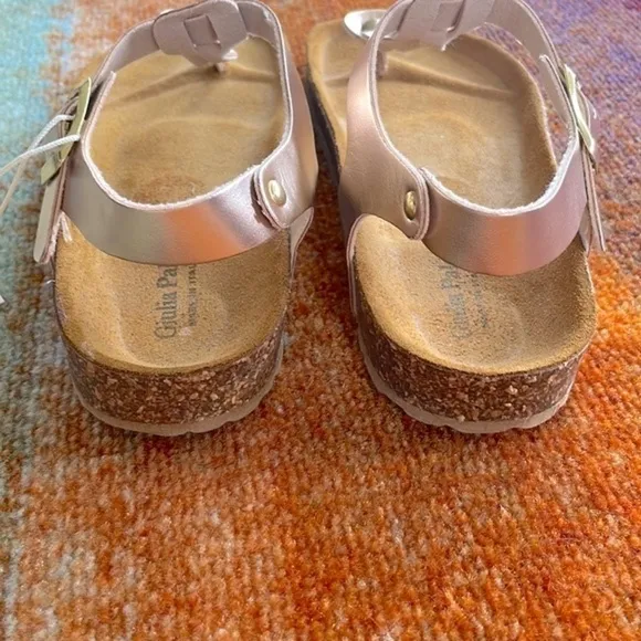 Brand New Giulia Palai Girls Braided Ankle Strap Buckled Sandals Pale Rose Gold