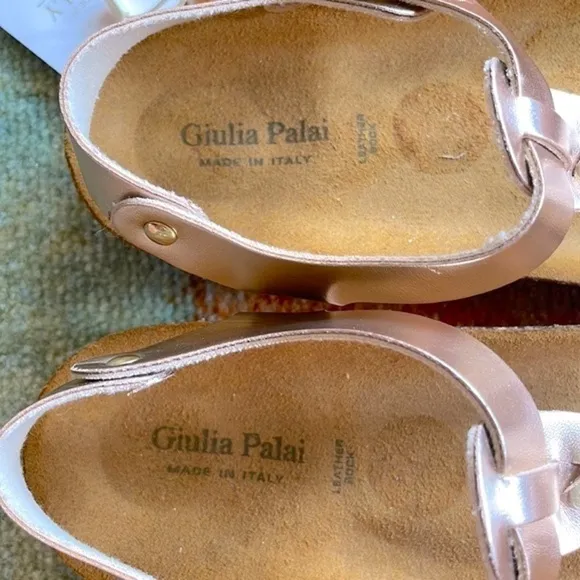Brand New Giulia Palai Girls Braided Ankle Strap Buckled Sandals Pale Rose Gold