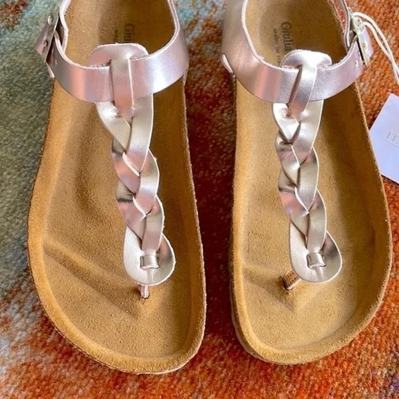 Brand New Giulia Palai Girls Braided Ankle Strap Buckled Sandals Pale Rose Gold