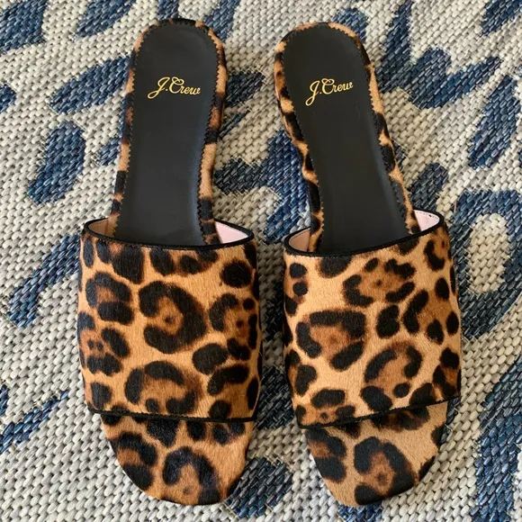 Brand new J CREW leopard slip on sandals 10