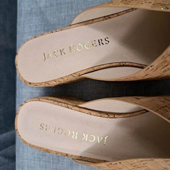 BRAND NEW Jack Rogers Women's Slip On Wedge  Wood Sandals CAMEL Size 9M