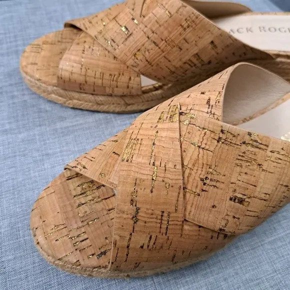 BRAND NEW Jack Rogers Women's Slip On Wedge  Wood Sandals CAMEL Size 9M