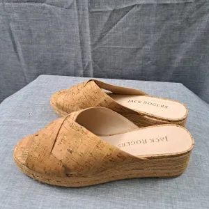 BRAND NEW Jack Rogers Women's Slip On Wedge  Wood Sandals CAMEL Size 9M
