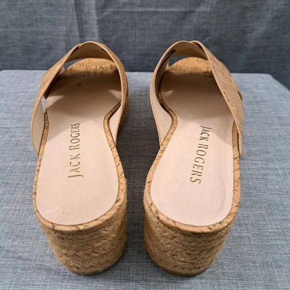 BRAND NEW Jack Rogers Women's Slip On Wedge  Wood Sandals CAMEL Size 9M
