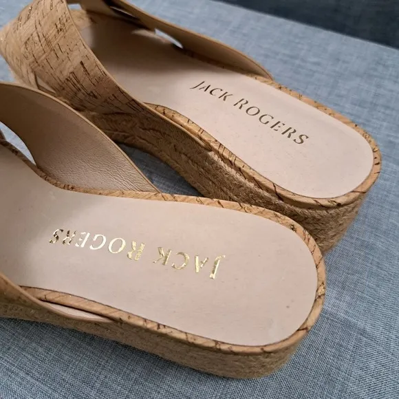 BRAND NEW Jack Rogers Women's Slip On Wedge  Wood Sandals CAMEL Size 9M