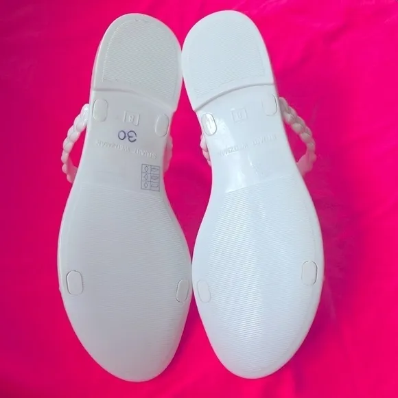 Brand New Stuart Weitzman Braida Sawyer Jelly Sandals Braided Strap Slides White