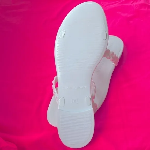 Brand New Stuart Weitzman Braida Sawyer Jelly Sandals Braided Strap Slides White