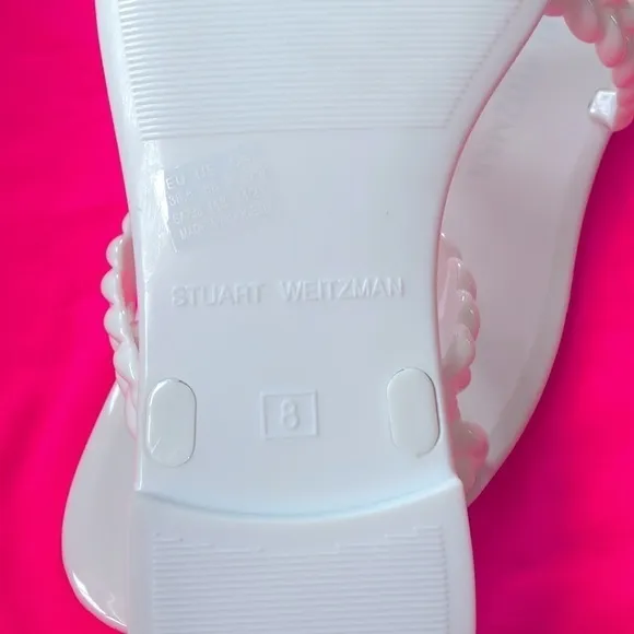 Brand New Stuart Weitzman Braida Sawyer Jelly Sandals Braided Strap Slides White