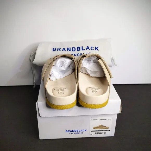 Brandblack Men's Leather Clog Sandals Shoes Carrera Suede Natural Crepe Sole Tan