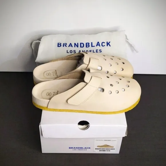 Brandblack Men's Leather Clog Sandals Shoes Carrera Suede Natural Crepe Sole Tan