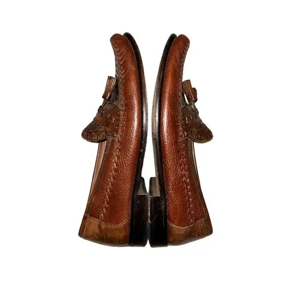 Brass Boot Men's US 10M Brown Weave Woven Tassel Slip On Loafers