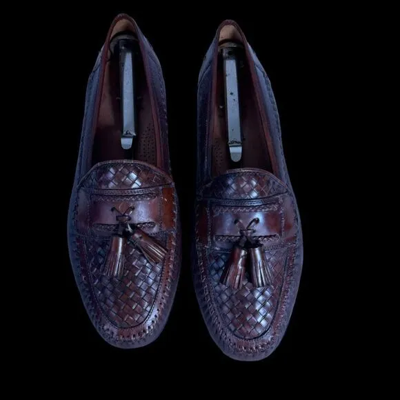 Brass Boot Cognac Brown Woven Tassel Loafers Sz 9