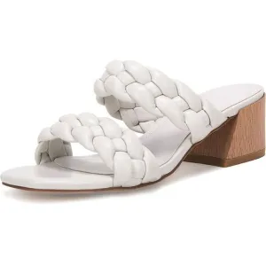 Bridal Braided Heeled Sandals Low Block Heels Mules Open Toe Ankle Strap Sandals