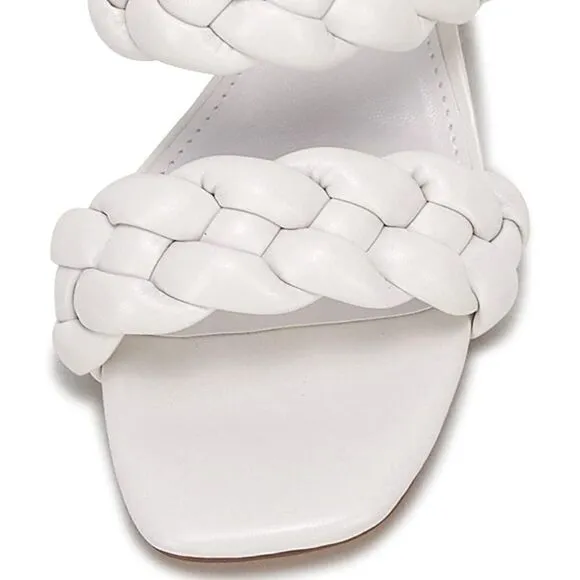 Bridal Braided Heeled Sandals Low Block Heels Mules Open Toe Ankle Strap Sandals