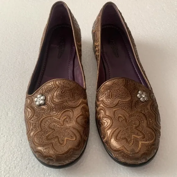 Brighton Alcott loafers copper brown mosaic ballerina slip on flats shoes