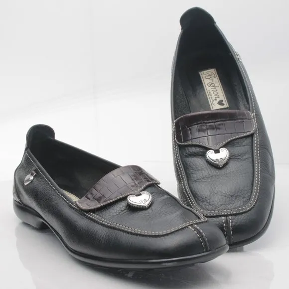 Brighton URSA Black Leather Elegant Driving Shoes Loafers 8.5N