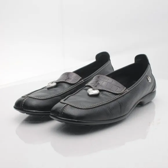 Brighton URSA Black Leather Elegant Driving Shoes Loafers 8.5N