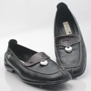 Brighton URSA Black Leather Elegant Driving Shoes Loafers 8.5N