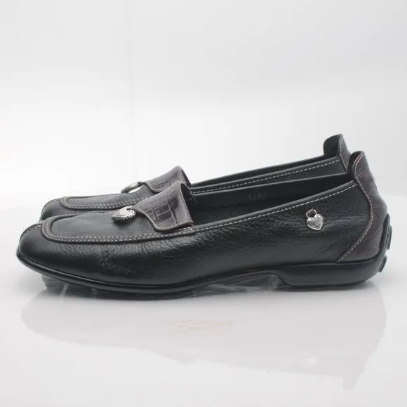 Brighton URSA Black Leather Elegant Driving Shoes Loafers 8.5N