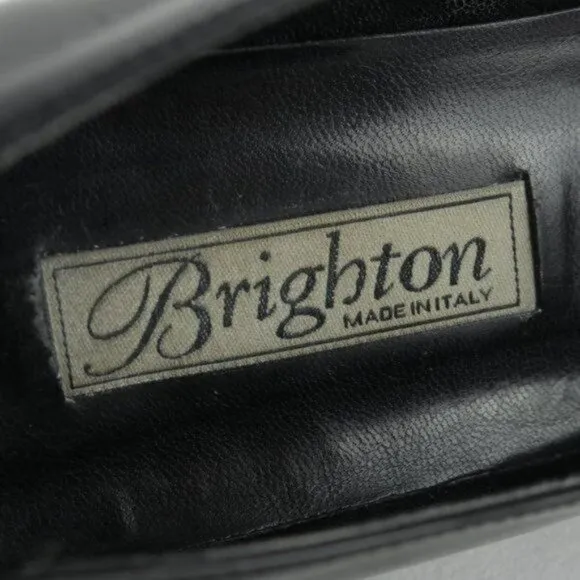 Brighton Women's Size 10 Black Leather Stretch Woven Upper Slip On Loafers