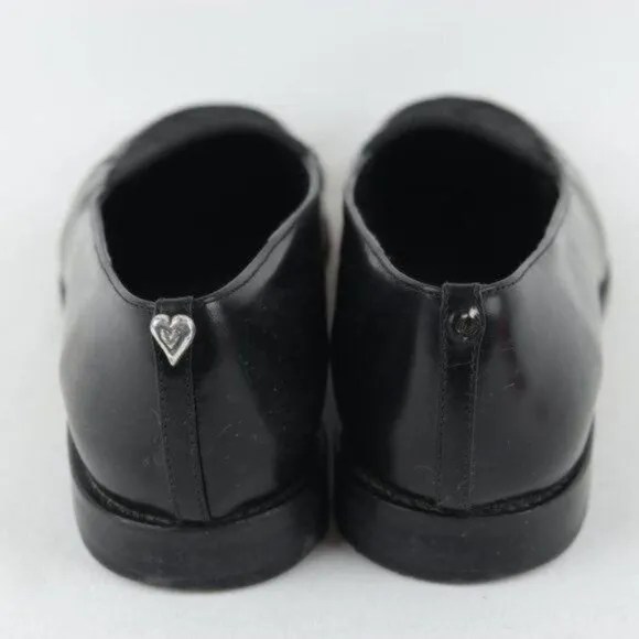 Brighton Women's Size 10 Black Leather Stretch Woven Upper Slip On Loafers