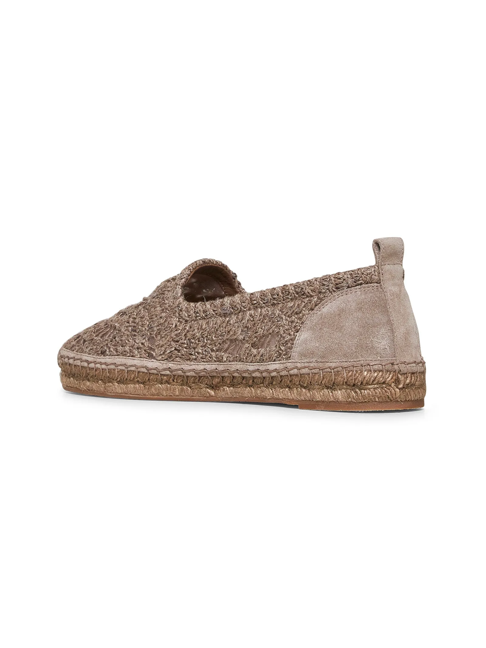 Brown Dazzling Foliage Lace knit espadrilles