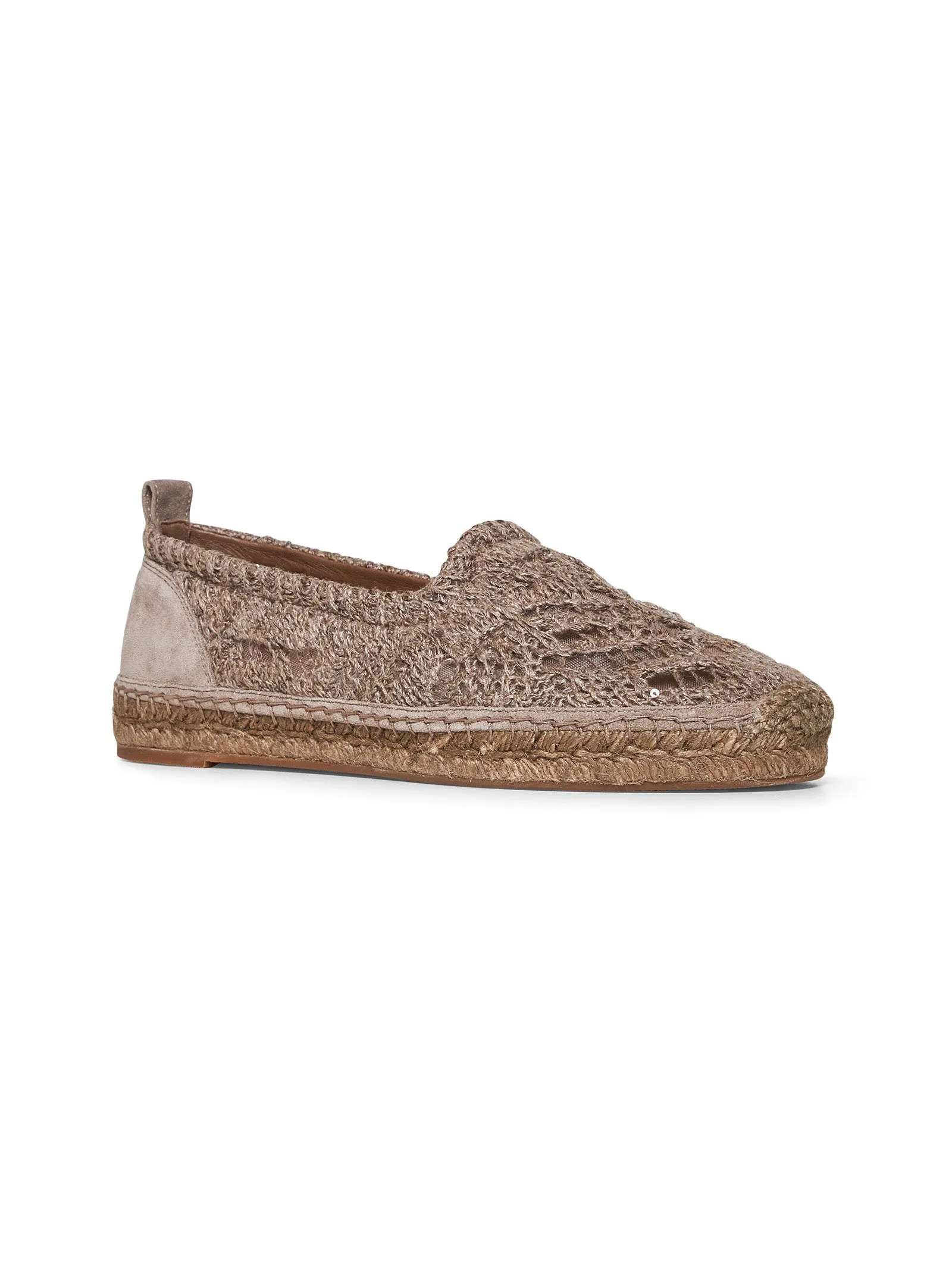 Brown Dazzling Foliage Lace knit espadrilles